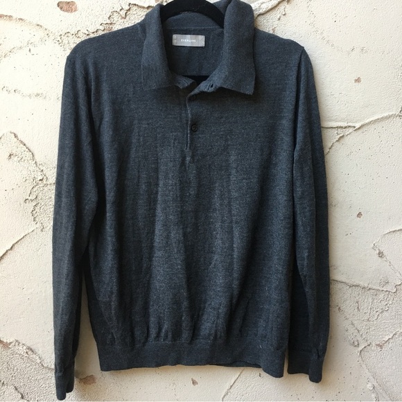 Everlane 100% Wool Polo Sweater Top Size L - Picture 1 of 6